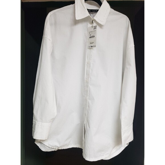Zara Women's Oversize White Button Down Long Sleeve Shirt S New With Tags - Picture 1 of 13